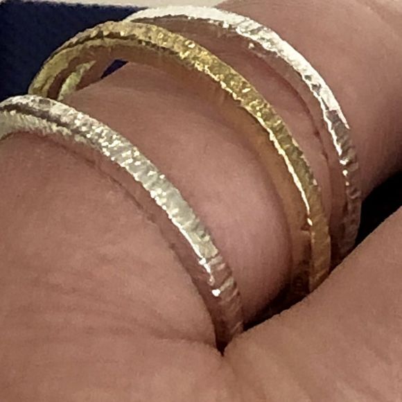 SILPADA Mixed Layers Two Tone Silver and Gold Triple Stack Ring 925 - Picture 2 of 7